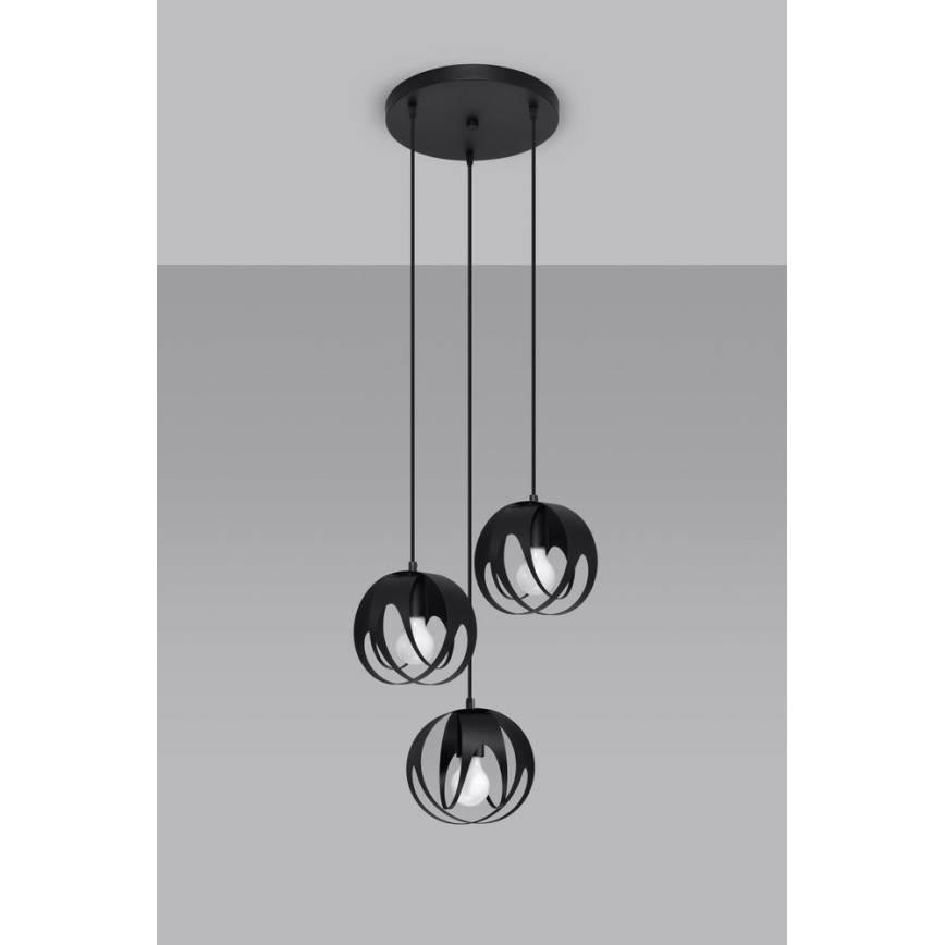 Candelabro suspenso TULOS 3xE27/60W/230V preto