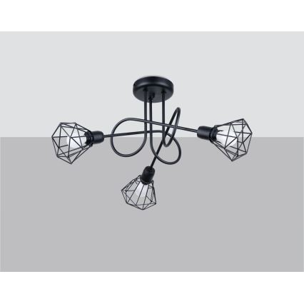 Candeeiro de teto em haste ARTEMIS 3xE14/40W/230V preto