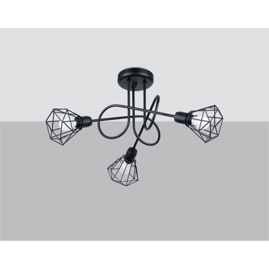 Candeeiro de teto em haste ARTEMIS 3xE14/40W/230V preto