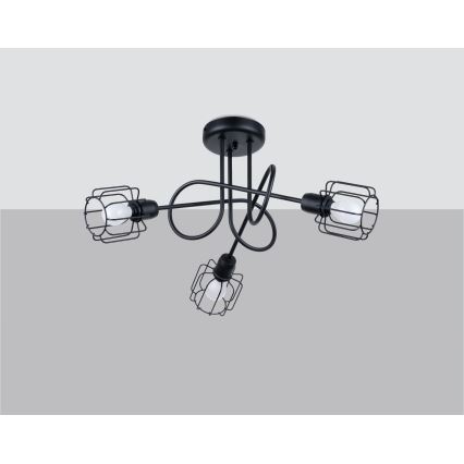 Candeeiro de teto com haste BELUCI 3xE14/40W/230V preto