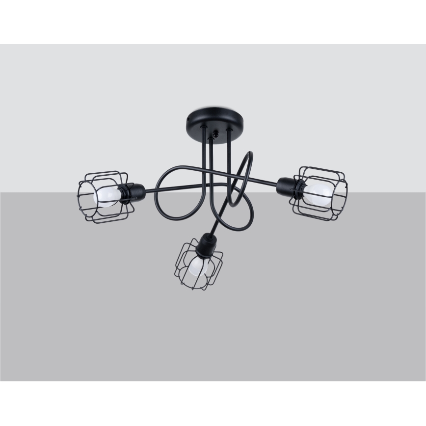 Candeeiro de teto com haste BELUCI 3xE14/40W/230V preto