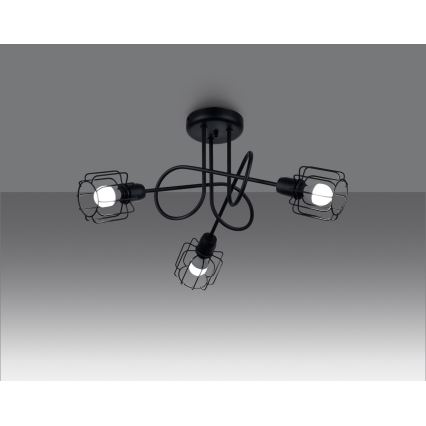 Candeeiro de teto com haste BELUCI 3xE14/40W/230V preto