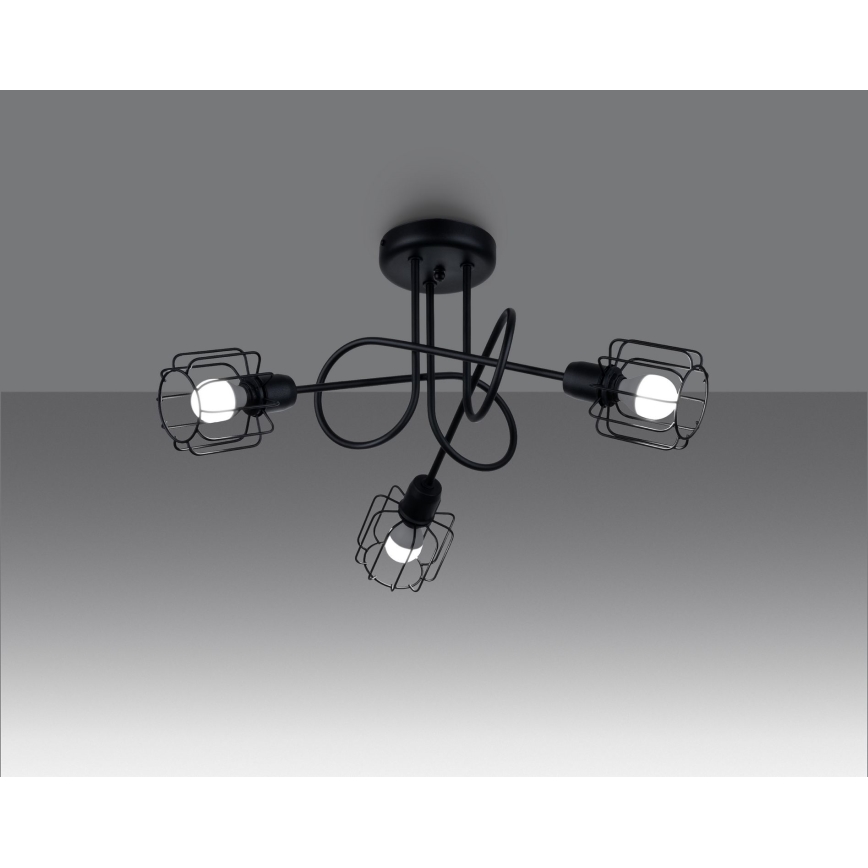 Candeeiro de teto com haste BELUCI 3xE14/40W/230V preto