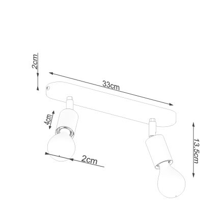 Luminária de teto FORNES 2xE27/60W/230V preta
