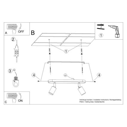 Luminária de teto FORNES 2xE27/60W/230V preta