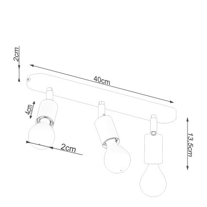 Luminária de teto FORNES 3xE27/60W/230V preta