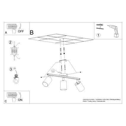 Luminária de teto LEMMI 3xGU10/40W/230V preta