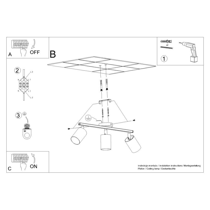 Luminária de teto LEMMI 3xGU10/40W/230V preta