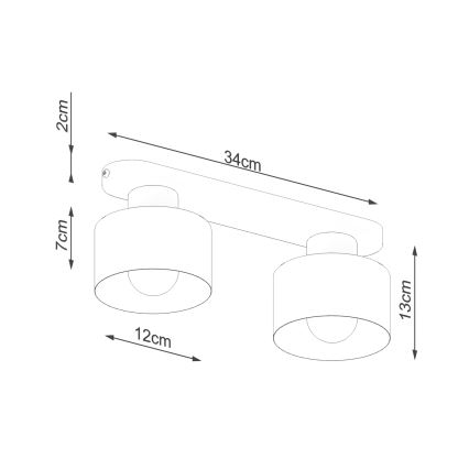 Iluminação de teto SAVAR 2xE27/60W/230V preto