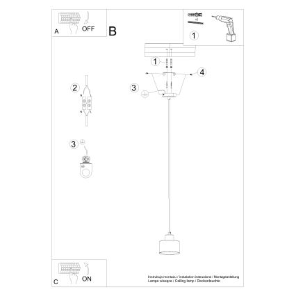 Candelabro suspenso SAVAR 1xE27/60W/230V preto