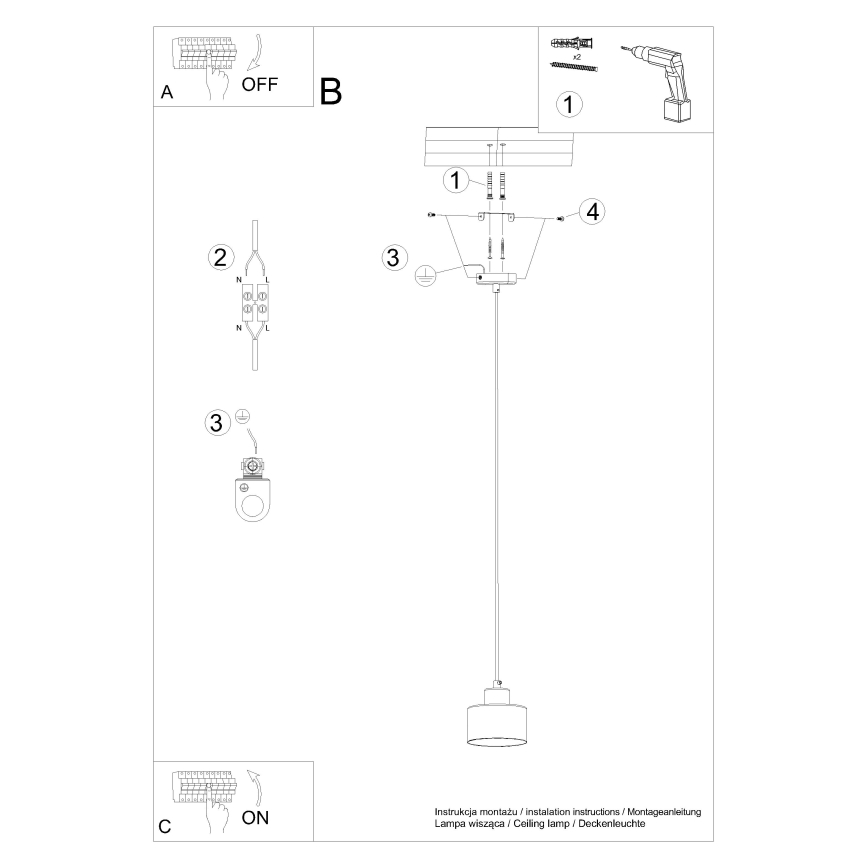Candelabro suspenso SAVAR 1xE27/60W/230V preto