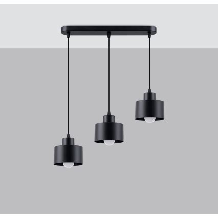Candelabro suspenso SAVAR 3xE27/60W/230V preto