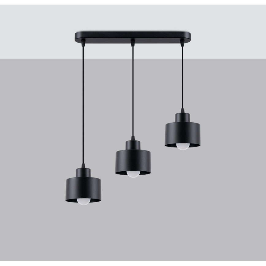 Candelabro suspenso SAVAR 3xE27/60W/230V preto