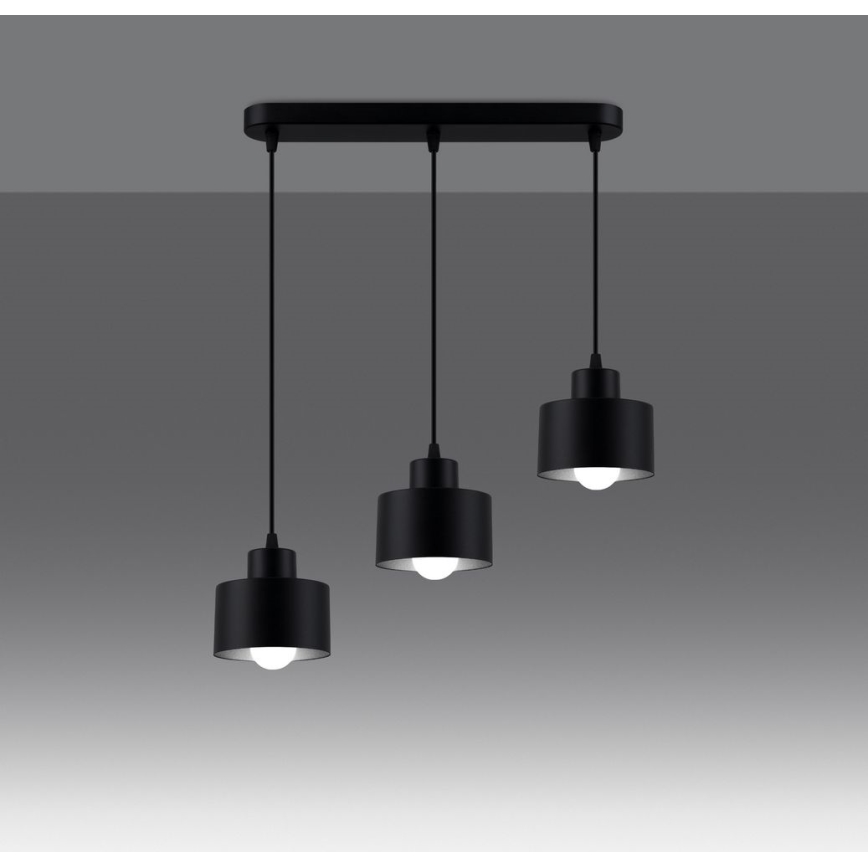 Candelabro suspenso SAVAR 3xE27/60W/230V preto
