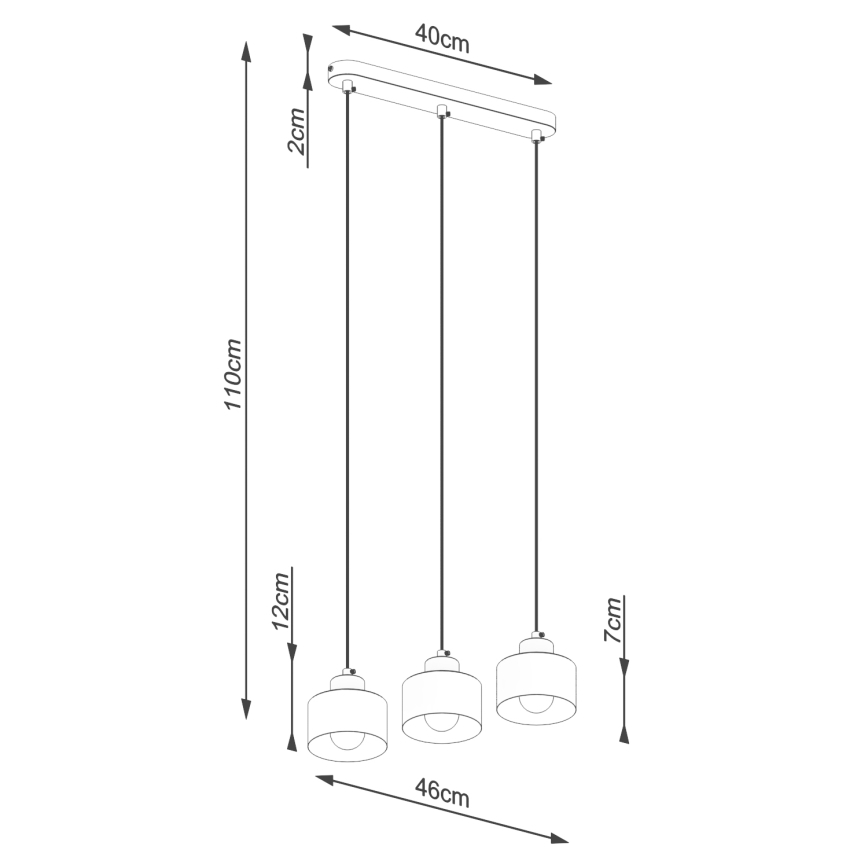 Candelabro suspenso SAVAR 3xE27/60W/230V preto