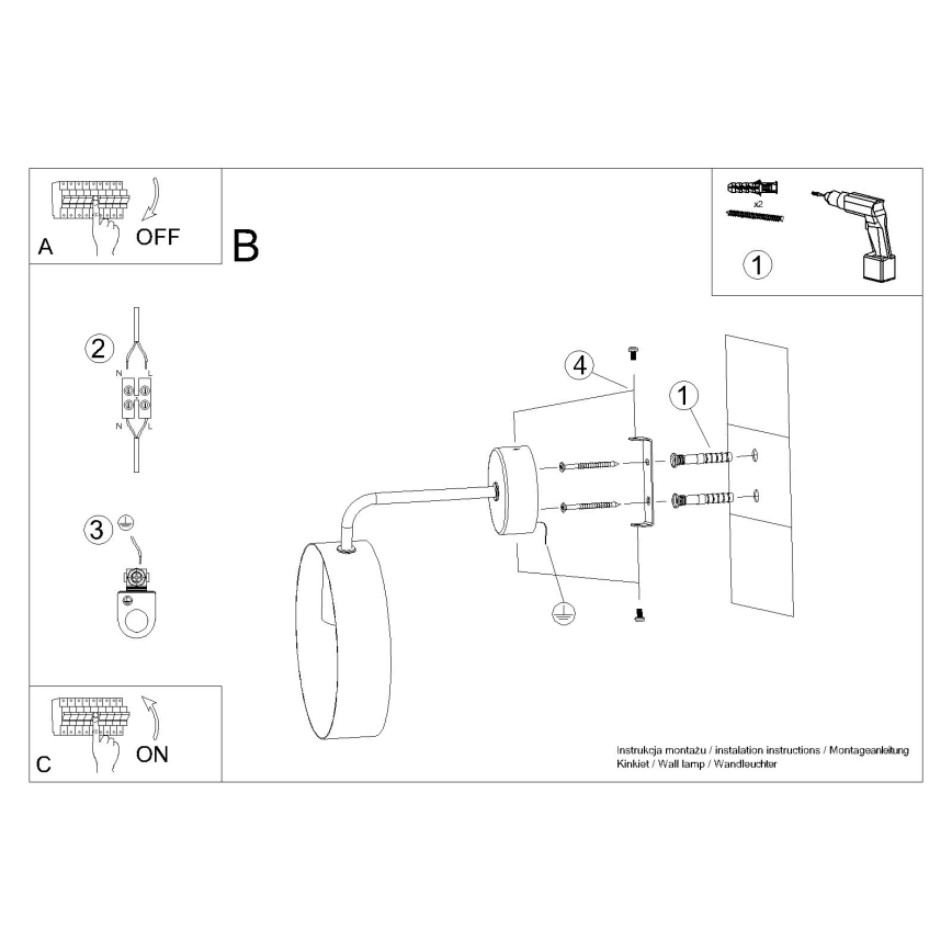 Candeeiro de parede TITRAN 1xE27/60W/230V branco