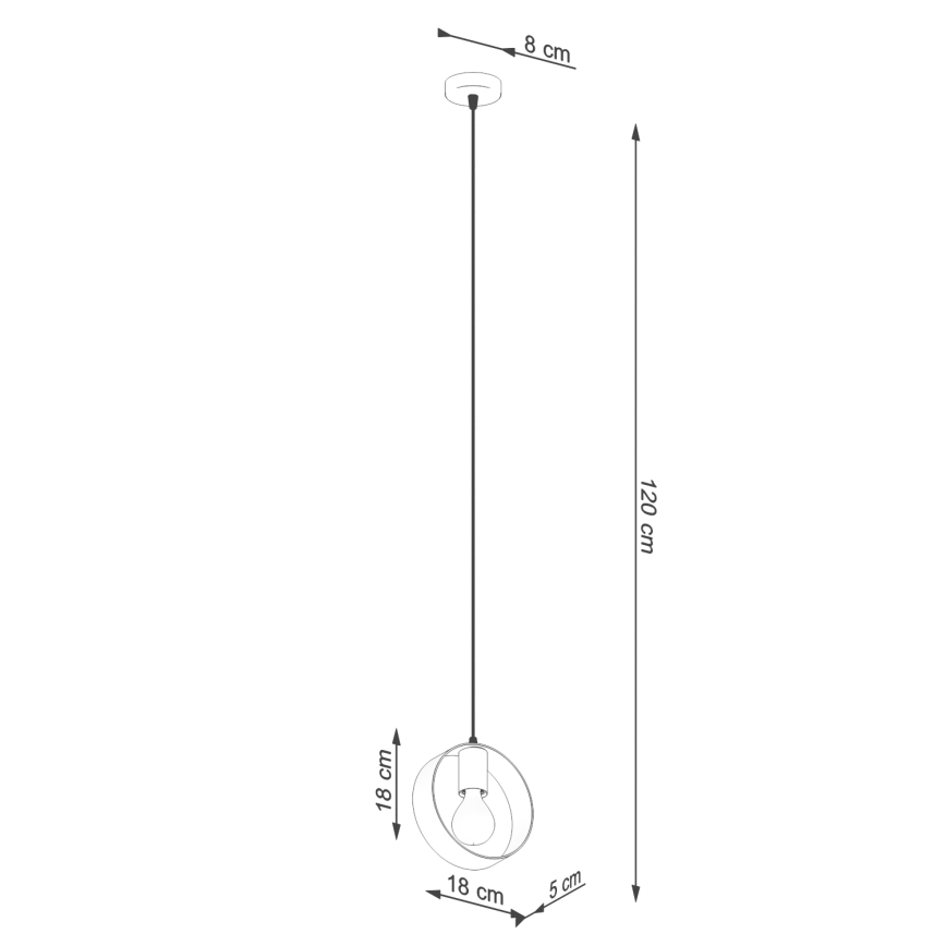 Candeeiro suspenso com cabo TITRAN 1xE27/60W/230V branco