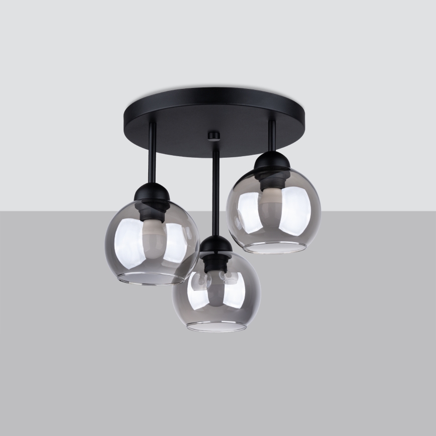 Candeeiro de teto em haste ALINO 3xE27/60W/230V preto