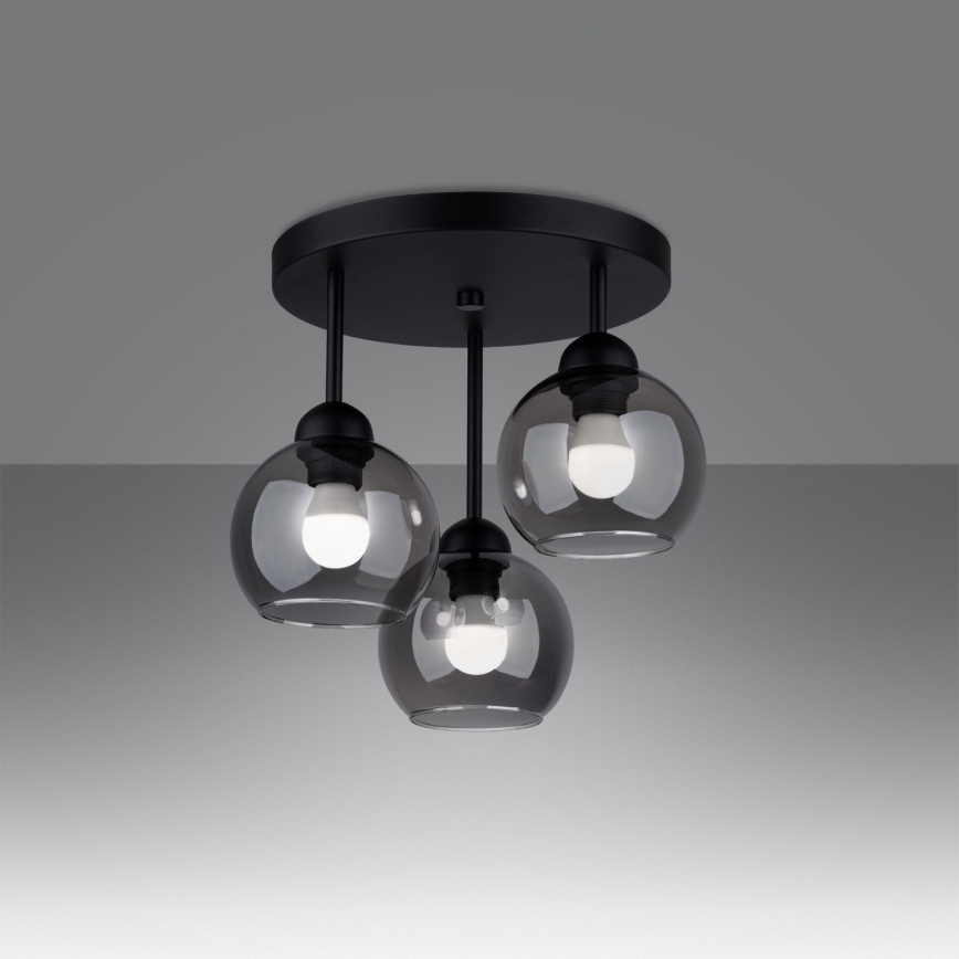 Candeeiro de teto em haste ALINO 3xE27/60W/230V preto