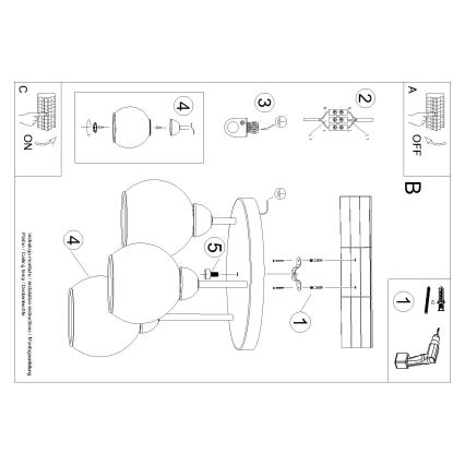 Candeeiro de teto em haste ALINO 3xE27/60W/230V preto