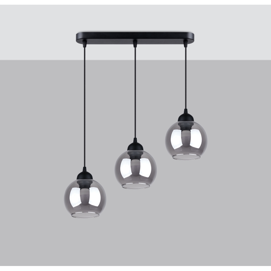 Candelabro suspenso ALINO 3xE27/60W/230V preto