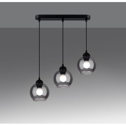 Candelabro suspenso ALINO 3xE27/60W/230V preto