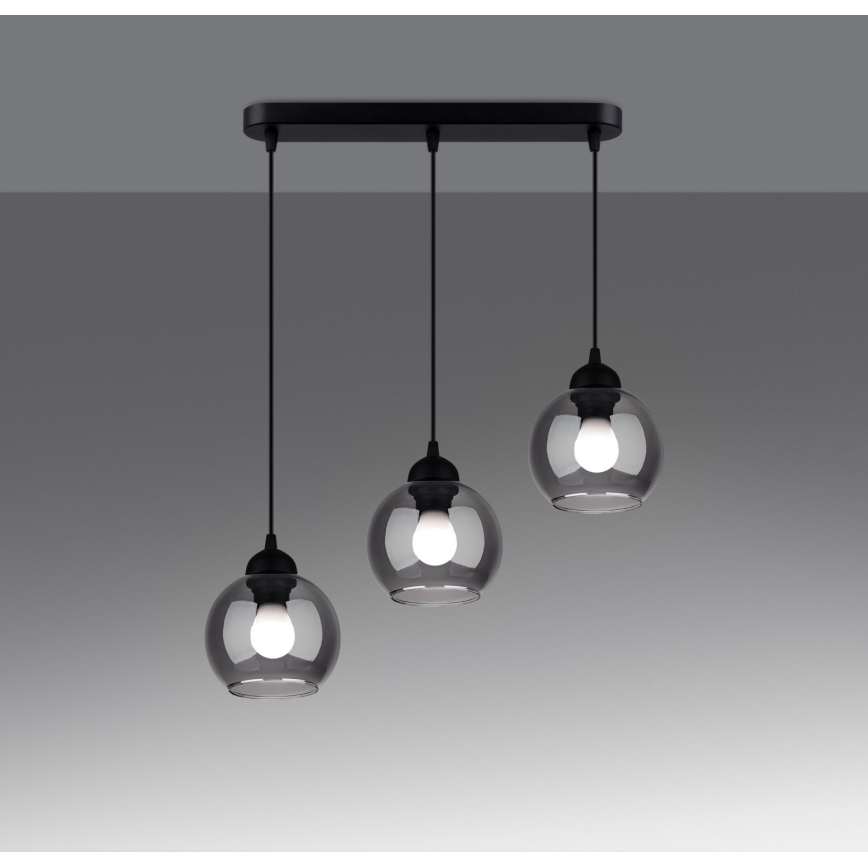 Candelabro suspenso ALINO 3xE27/60W/230V preto