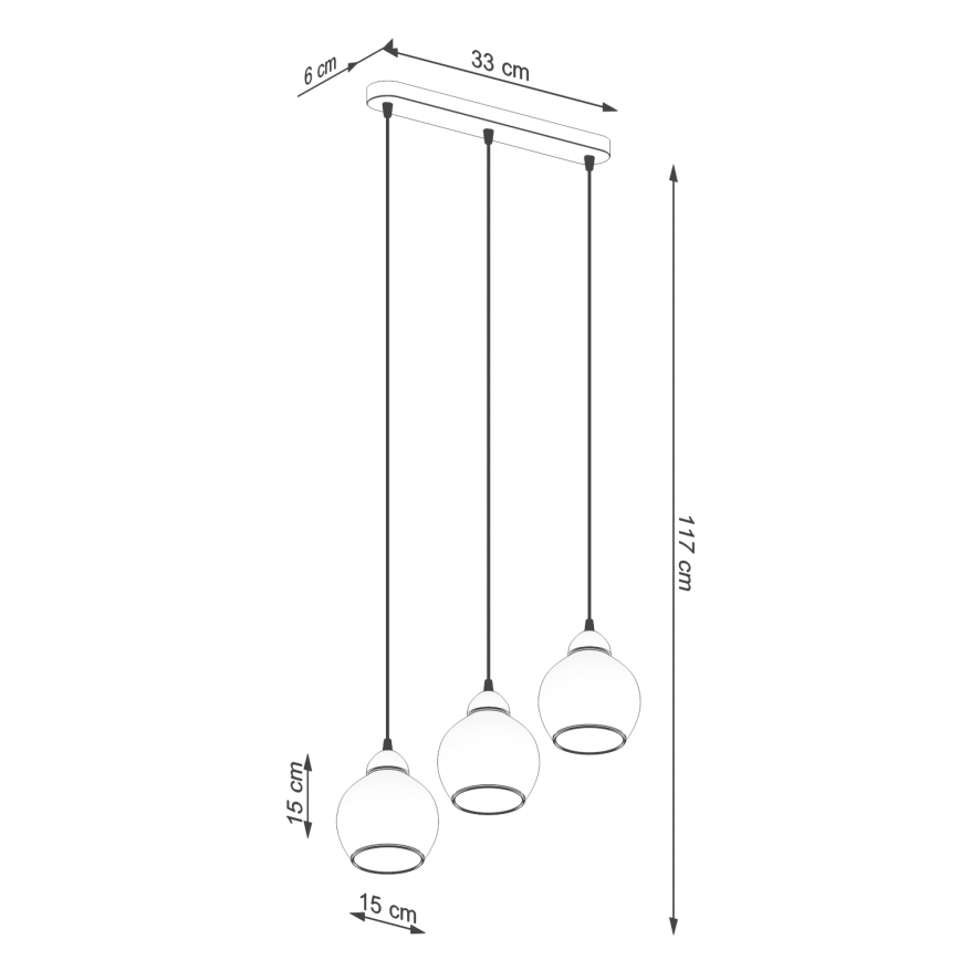 Candelabro suspenso ALINO 3xE27/60W/230V preto
