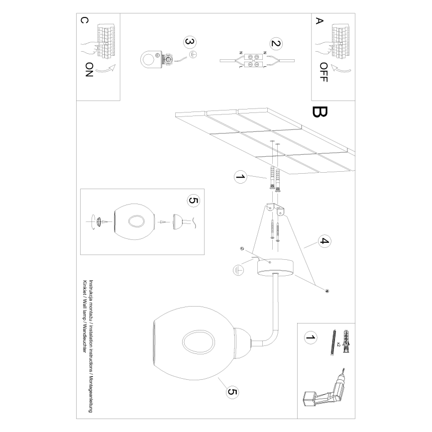 Candeeiro de parede FILLAN 1xE27/60W/230V preto