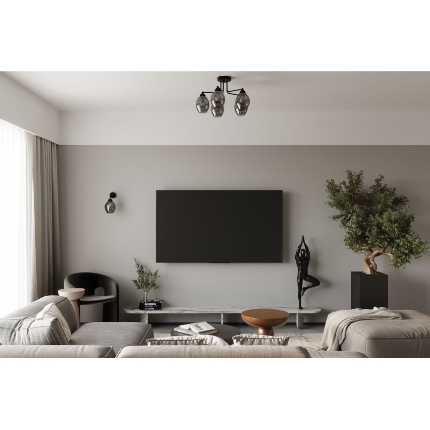 Candeeiro de teto com haste FILLAN 5xE27/60W/230V preto