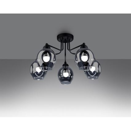Candeeiro de teto com haste FILLAN 5xE27/60W/230V preto