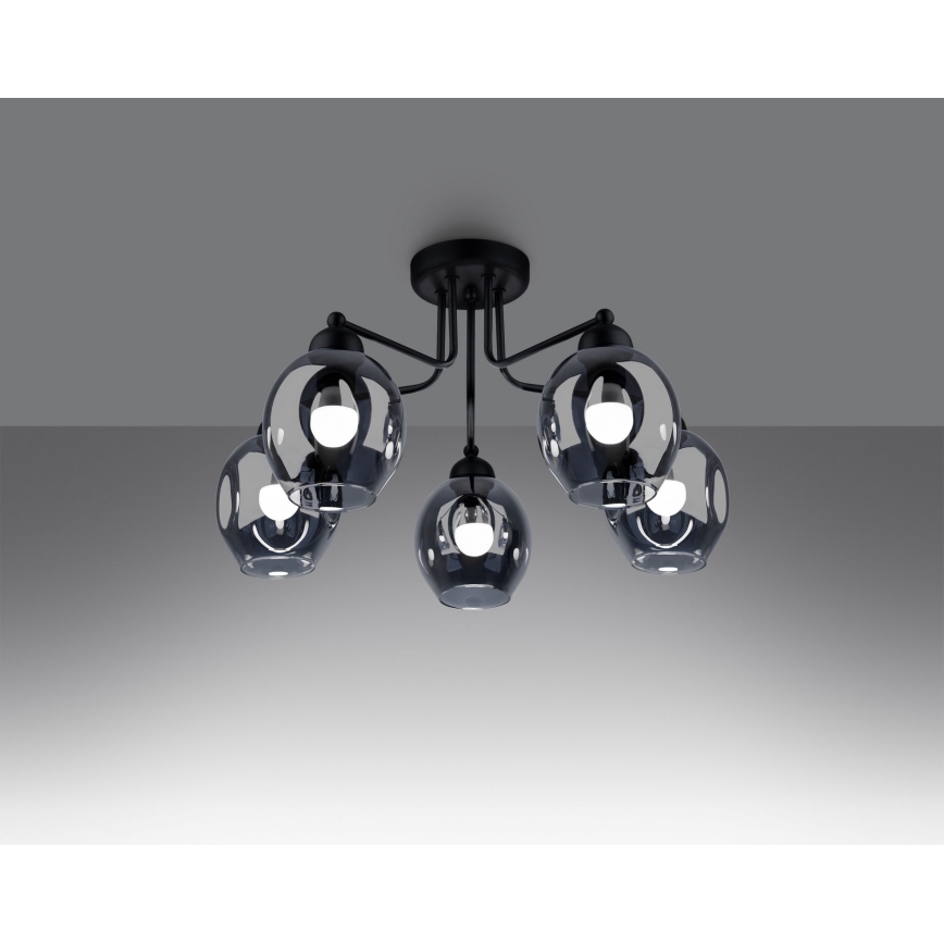Candeeiro de teto com haste FILLAN 5xE27/60W/230V preto