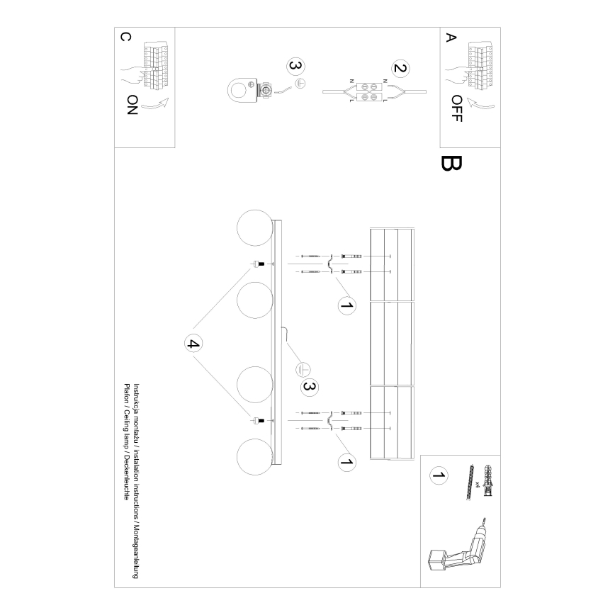 Iluminação de teto YOLI 4xG9/12W/230V preto