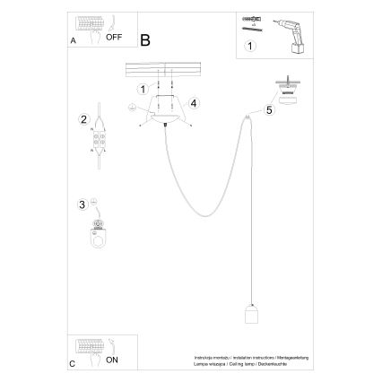 Candeeiro suspenso NESO 1xE27/15W/230V aranha betão