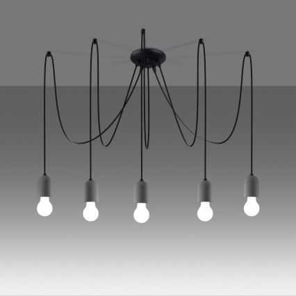 Candeeiro suspenso NESO 5xE27/15W/230V aranha betão