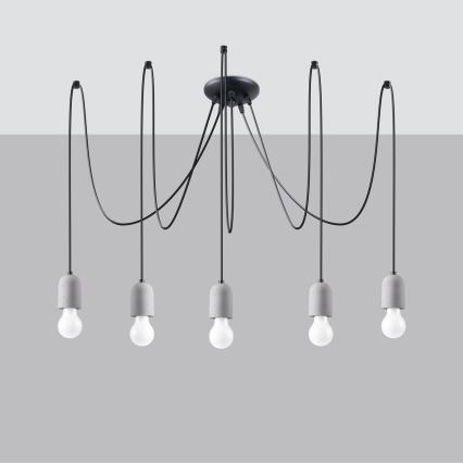 Candeeiro suspenso NESO 5xE27/15W/230V aranha betão