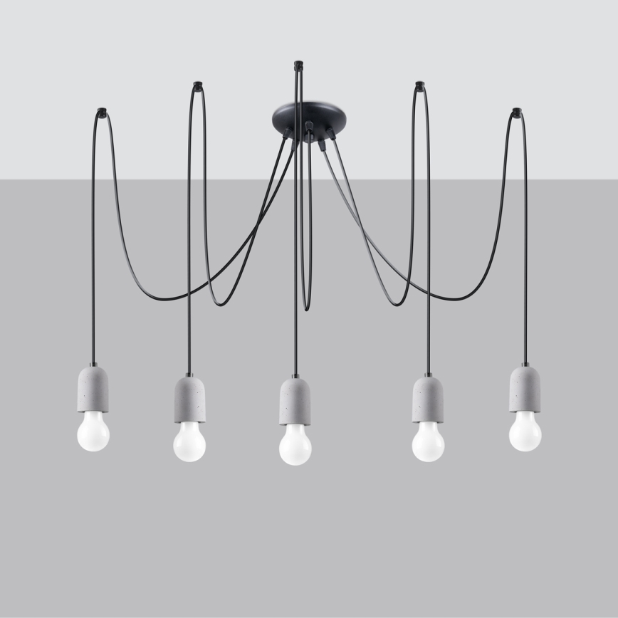Candeeiro suspenso NESO 5xE27/15W/230V aranha betão