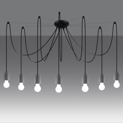 Candeeiro suspenso NESO 7xE27/15W/230V aranha betão
