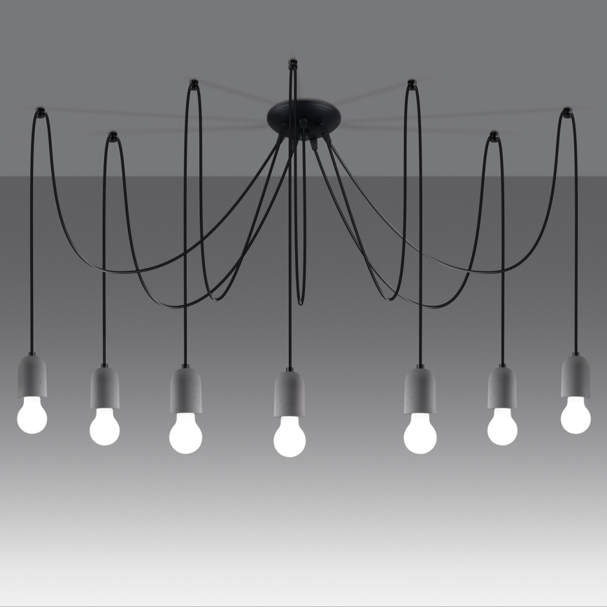 Candeeiro suspenso NESO 7xE27/15W/230V aranha betão