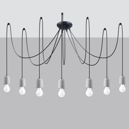 Candeeiro suspenso NESO 7xE27/15W/230V aranha betão