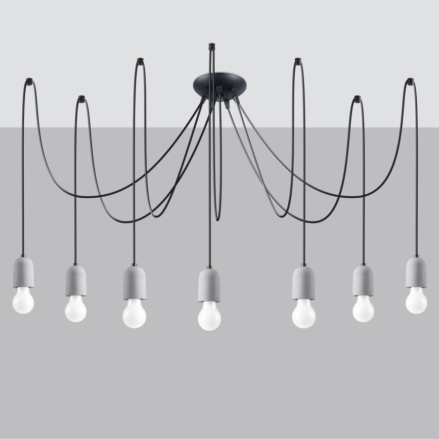 Candeeiro suspenso NESO 7xE27/15W/230V aranha betão