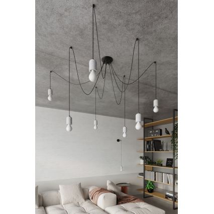 Candeeiro suspenso NESO 7xE27/15W/230V aranha betão