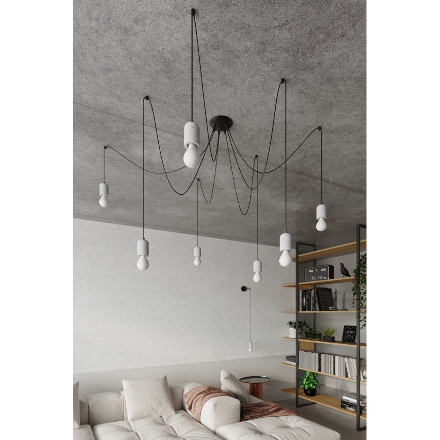Candeeiro suspenso NESO 7xE27/15W/230V aranha betão