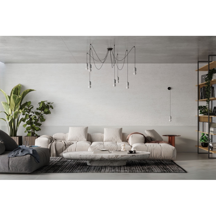 Candeeiro suspenso NESO 7xE27/15W/230V aranha betão