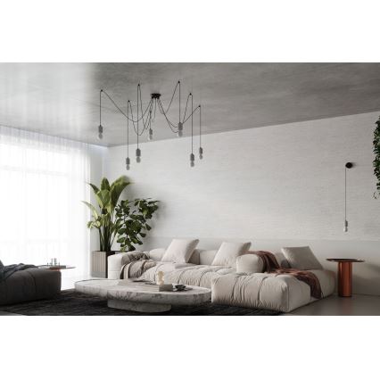 Candeeiro suspenso NESO 7xE27/15W/230V aranha betão