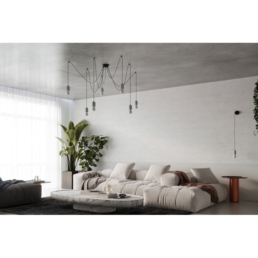 Candeeiro suspenso NESO 7xE27/15W/230V aranha betão