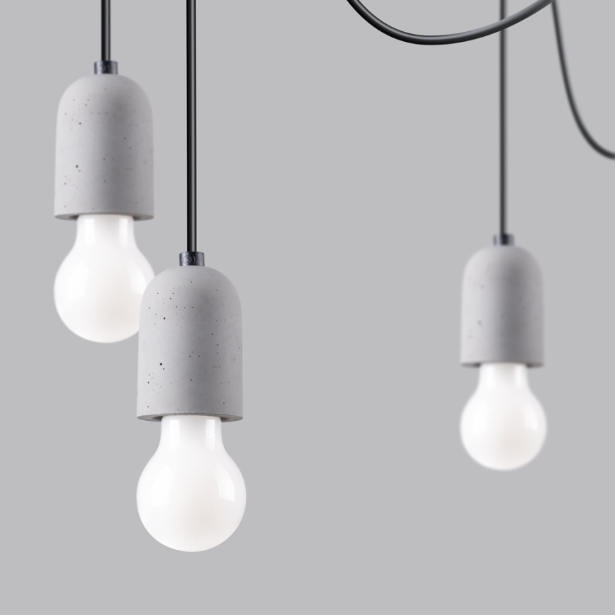 Candeeiro suspenso NESO 7xE27/15W/230V aranha betão