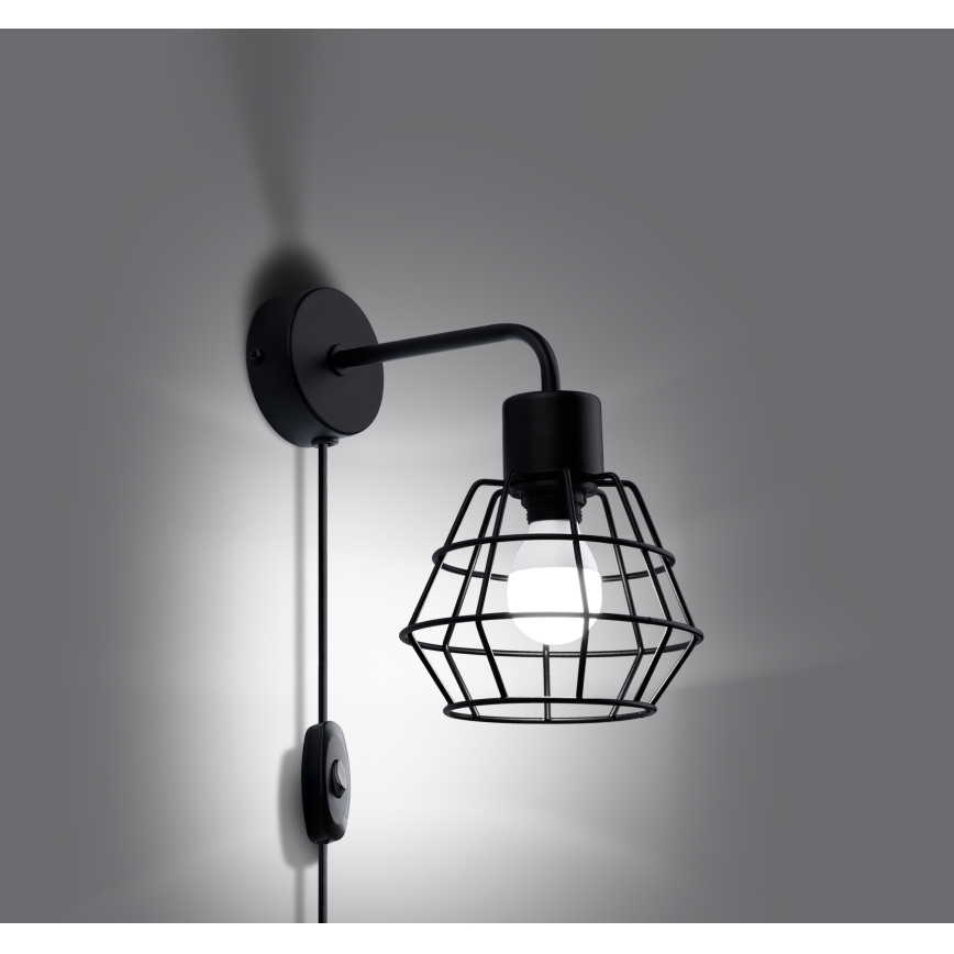 Candeeiro de parede SUBA 1xE27/15W/230V preto