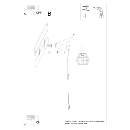 Candeeiro de parede SUBA 1xE27/15W/230V preto