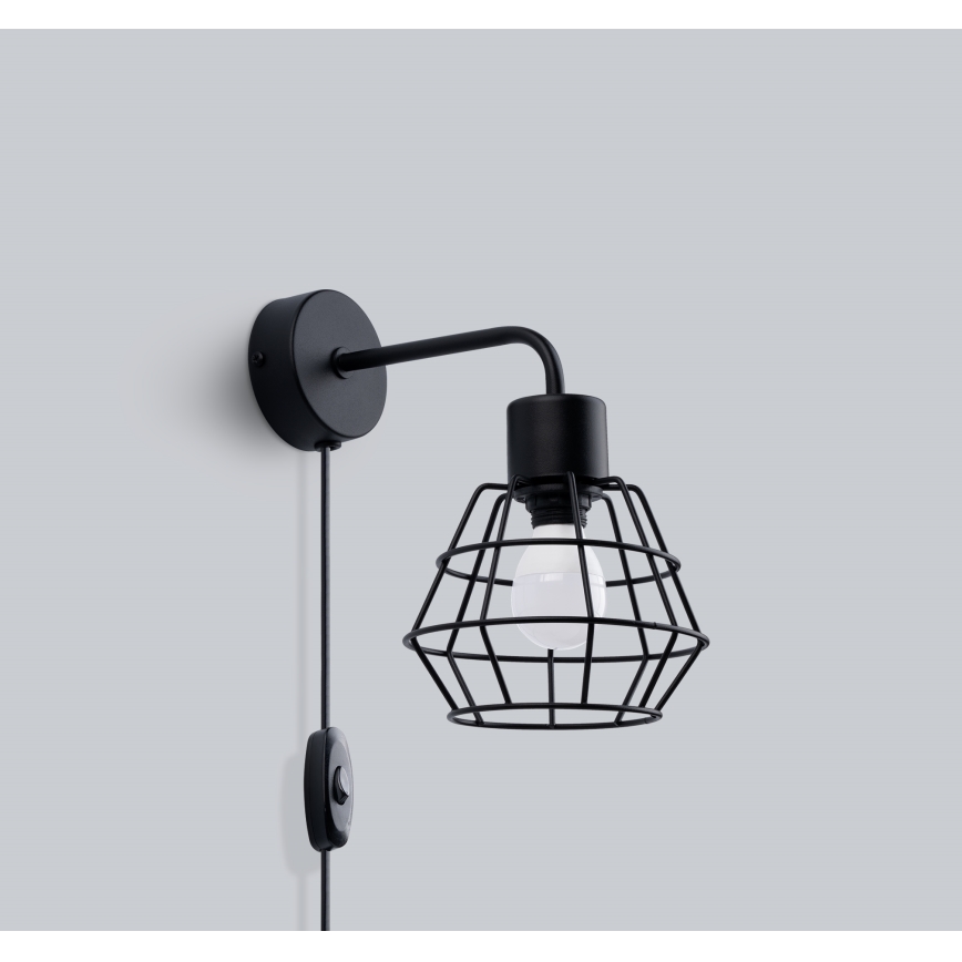 Candeeiro de parede SUBA 1xE27/15W/230V preto